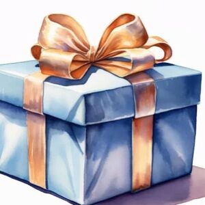 Elegant Blue Gift Box with Gold Ribbon